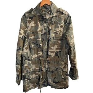 LOVE TREE Camouflage Military-Style Waist-Length Utility Jacket Women’s Medium